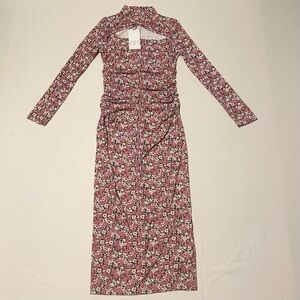 Zara Floral Long Sleeve Dress with Cut Outs Size Large